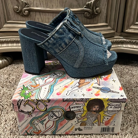 Jeffrey Campbell Magda Denim Mules 9 EUC - Picture 4 of 6